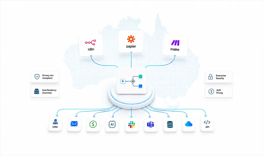 Image for post titled n8n vs Zapier vs Make for Australian Businesses in 2026